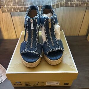 Michael Kors Denim with a Fringe Berkley Wedges